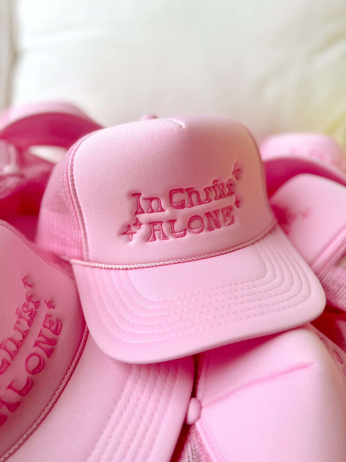In Christ Alone Embroidered Trucker Hat