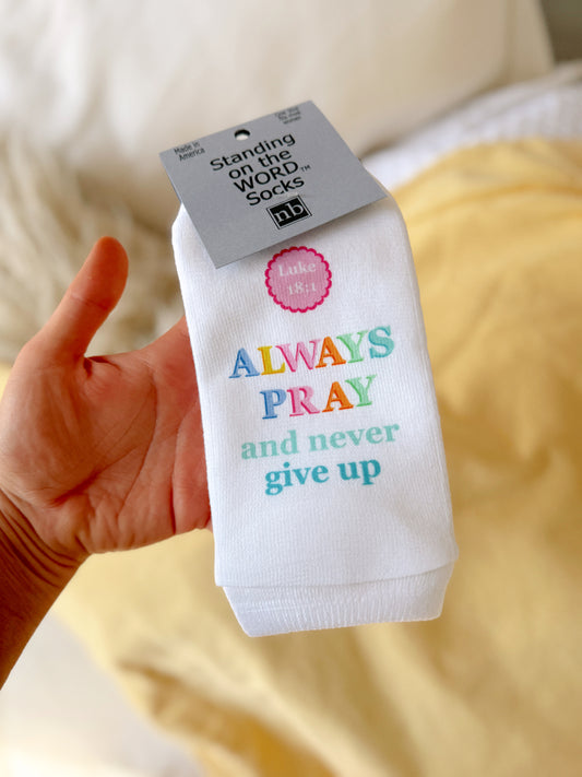 Always Pray and Never Give Up Luke 18:1 Women's No-Show Socks