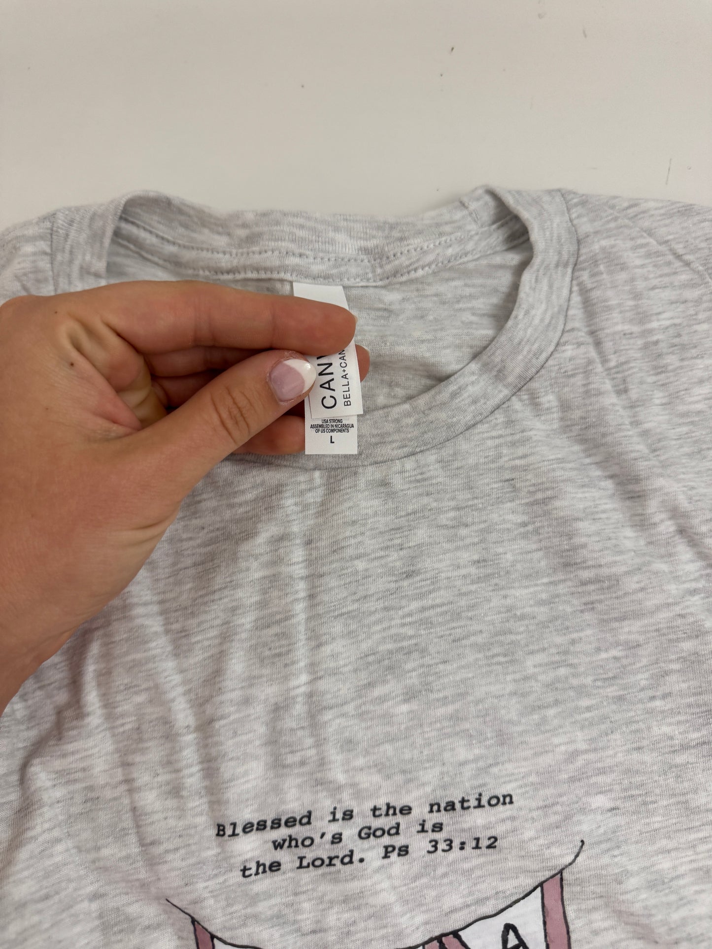OOPS! Psalm 33:12 Bunting Doodle Tee - L