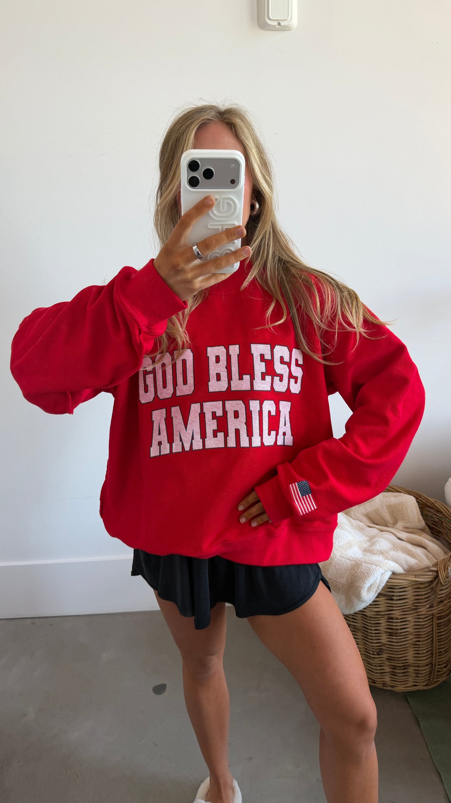 Reversible American Flag / God Bless America Mockneck