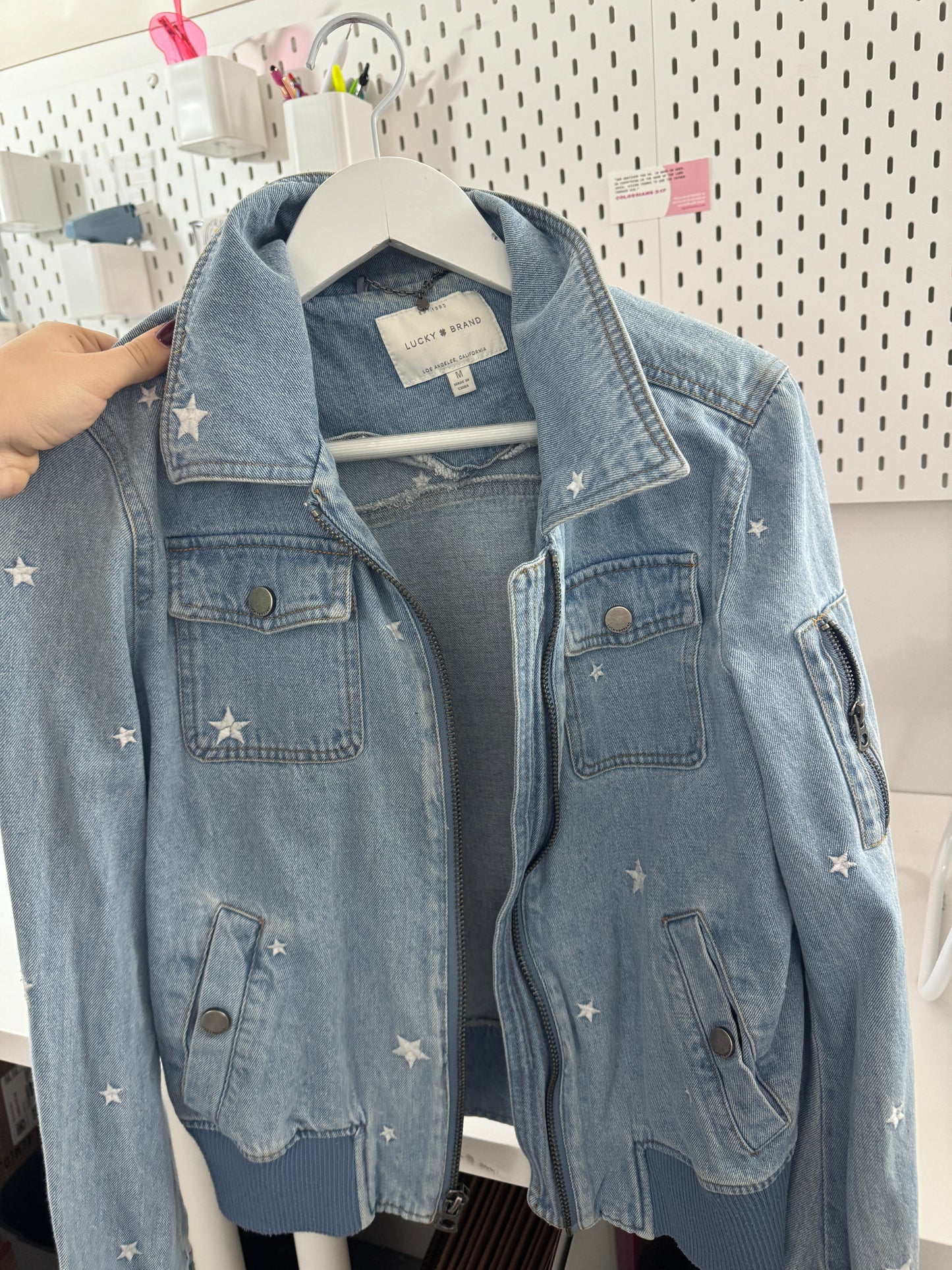 Lucky Brand Denim Embroidered Jacket - M