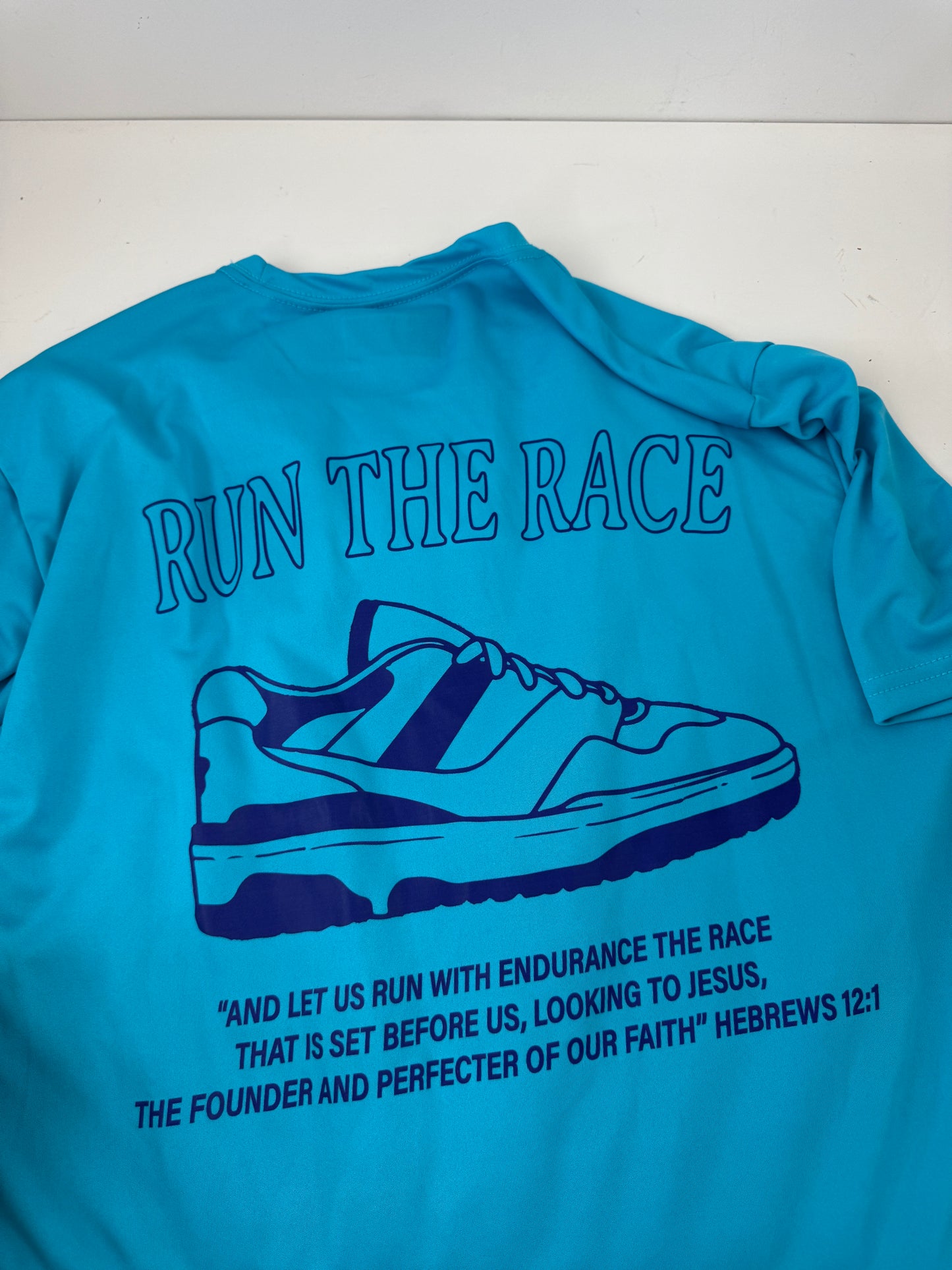 OOPS! Run With Christ Performance Tee - Medium (TEAL)