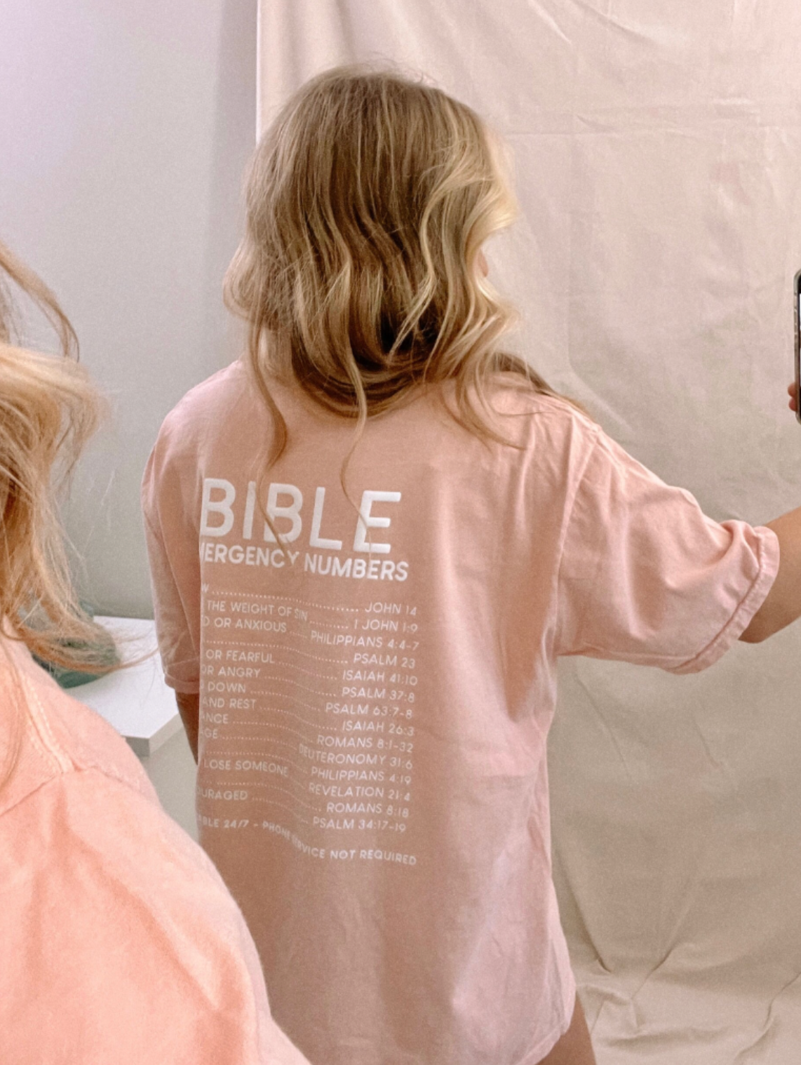 Bible Emergency Numbers Comfort Colors Tee - Peach