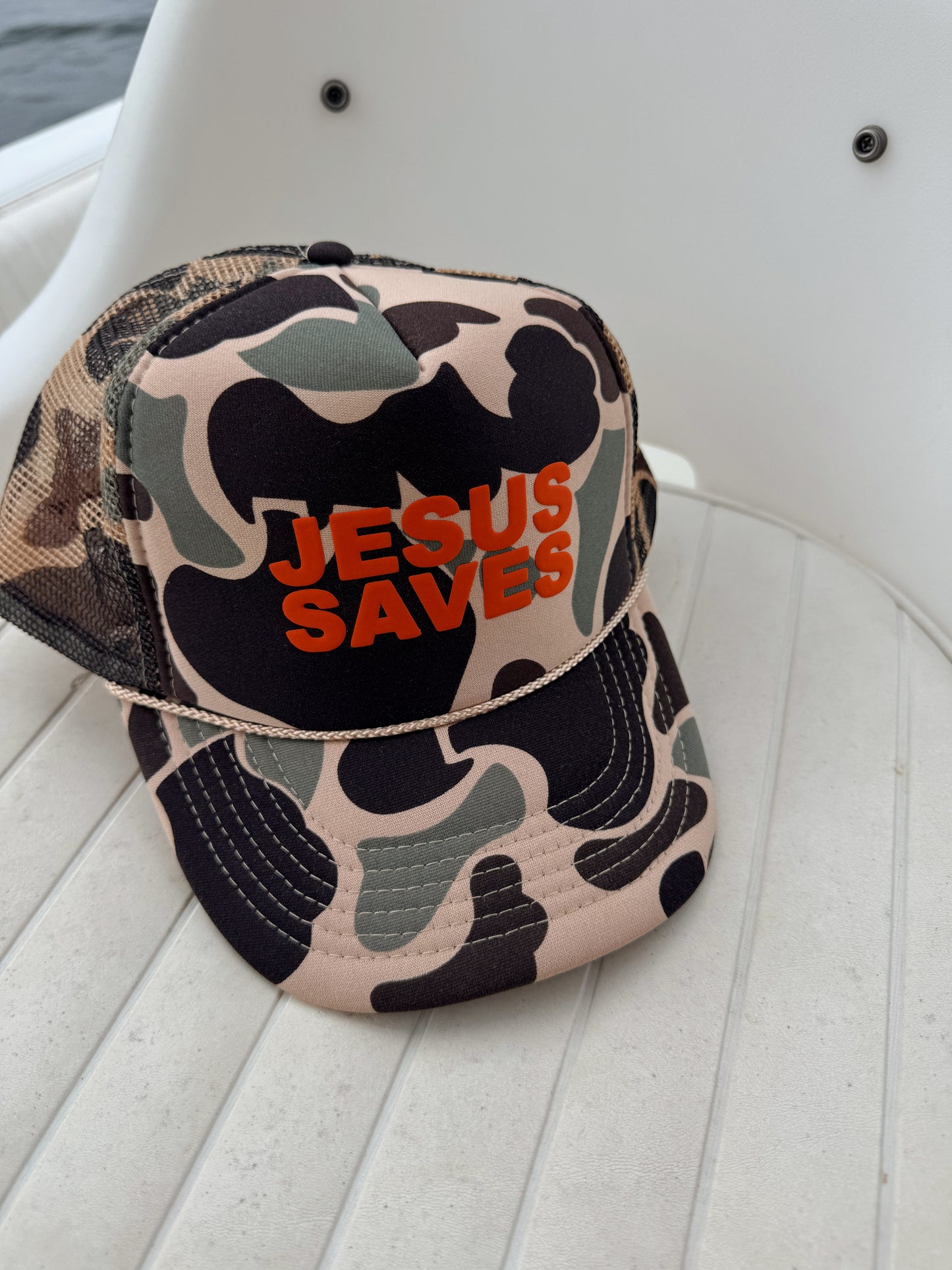 Jesus Saves Duck Camo Trucker Hat