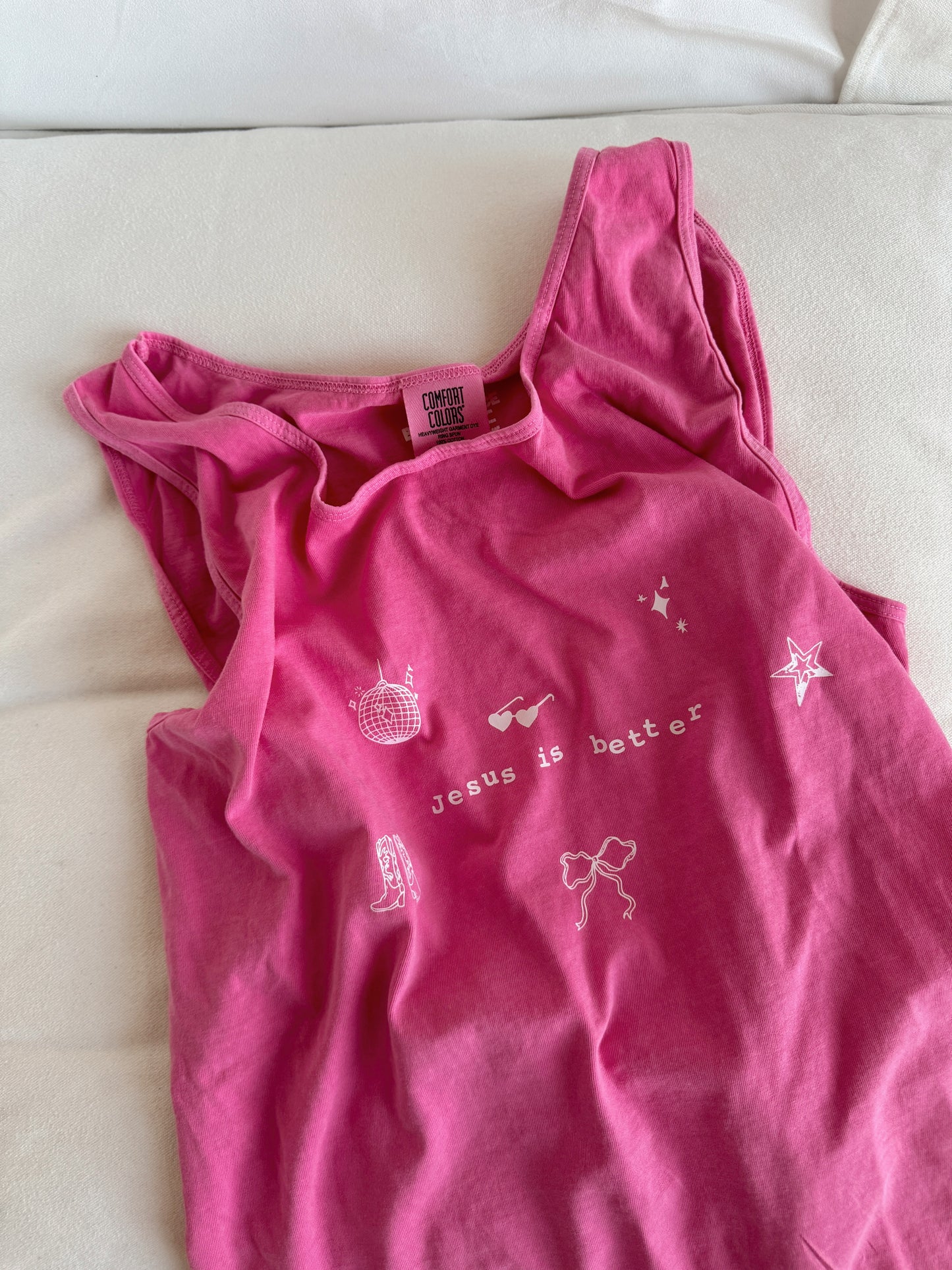 Jesus is Better Comfort Colors Tank - Crunchberry Pink