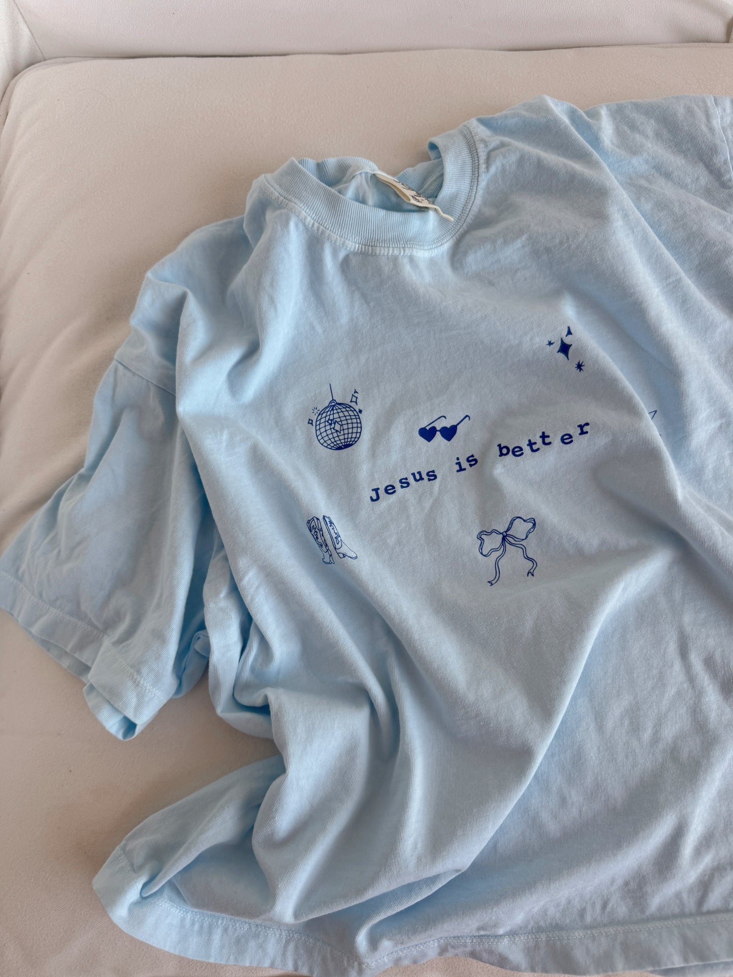 Jesus Is Better Comfort Colors Cropped Tee - Baby Blue