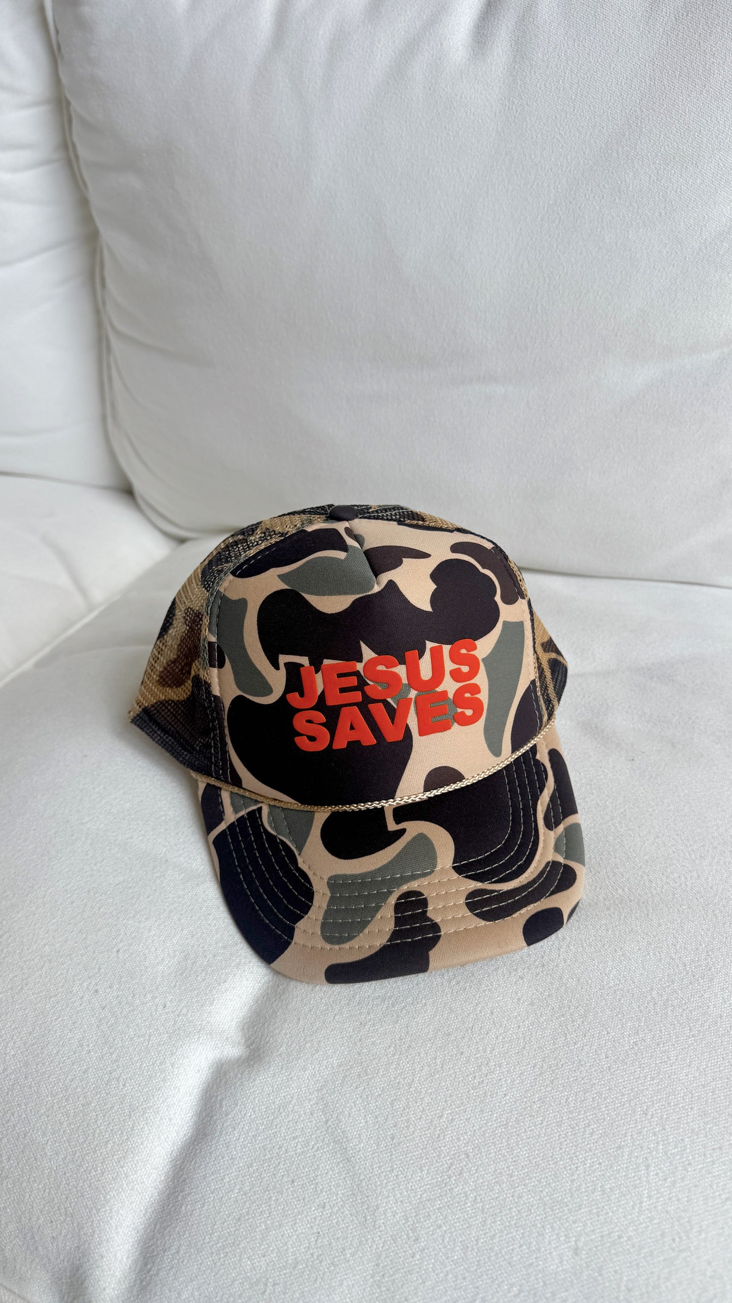 Jesus Saves Duck Camo Trucker Hat