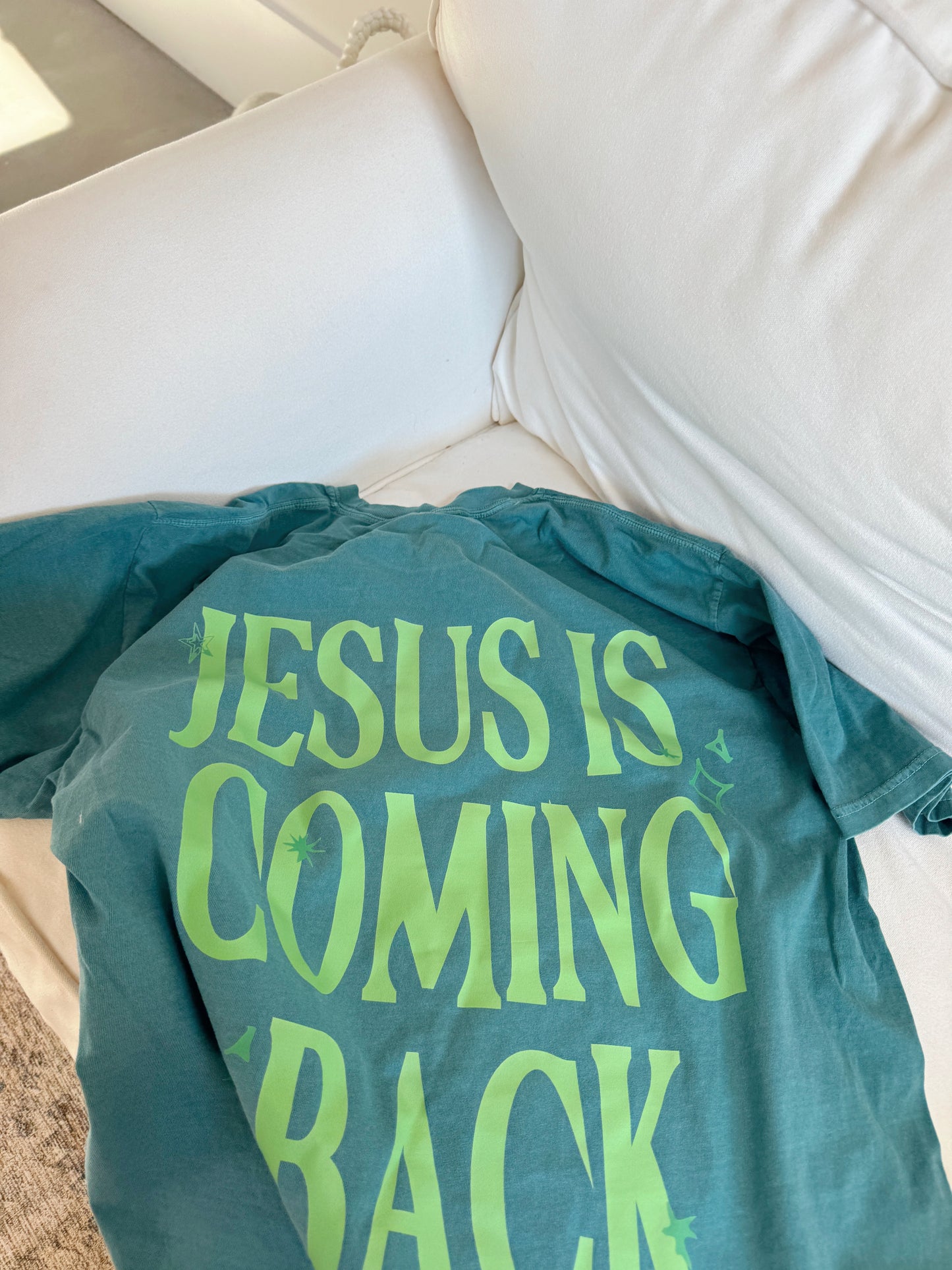 Jesus is Coming Back Comfort Colors Tee - Forest Green