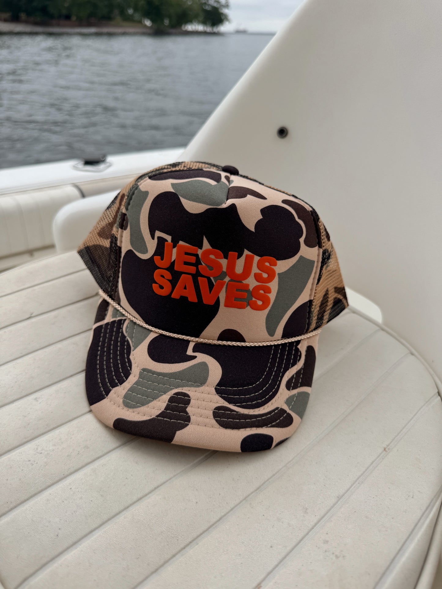 Jesus Saves Duck Camo Trucker Hat