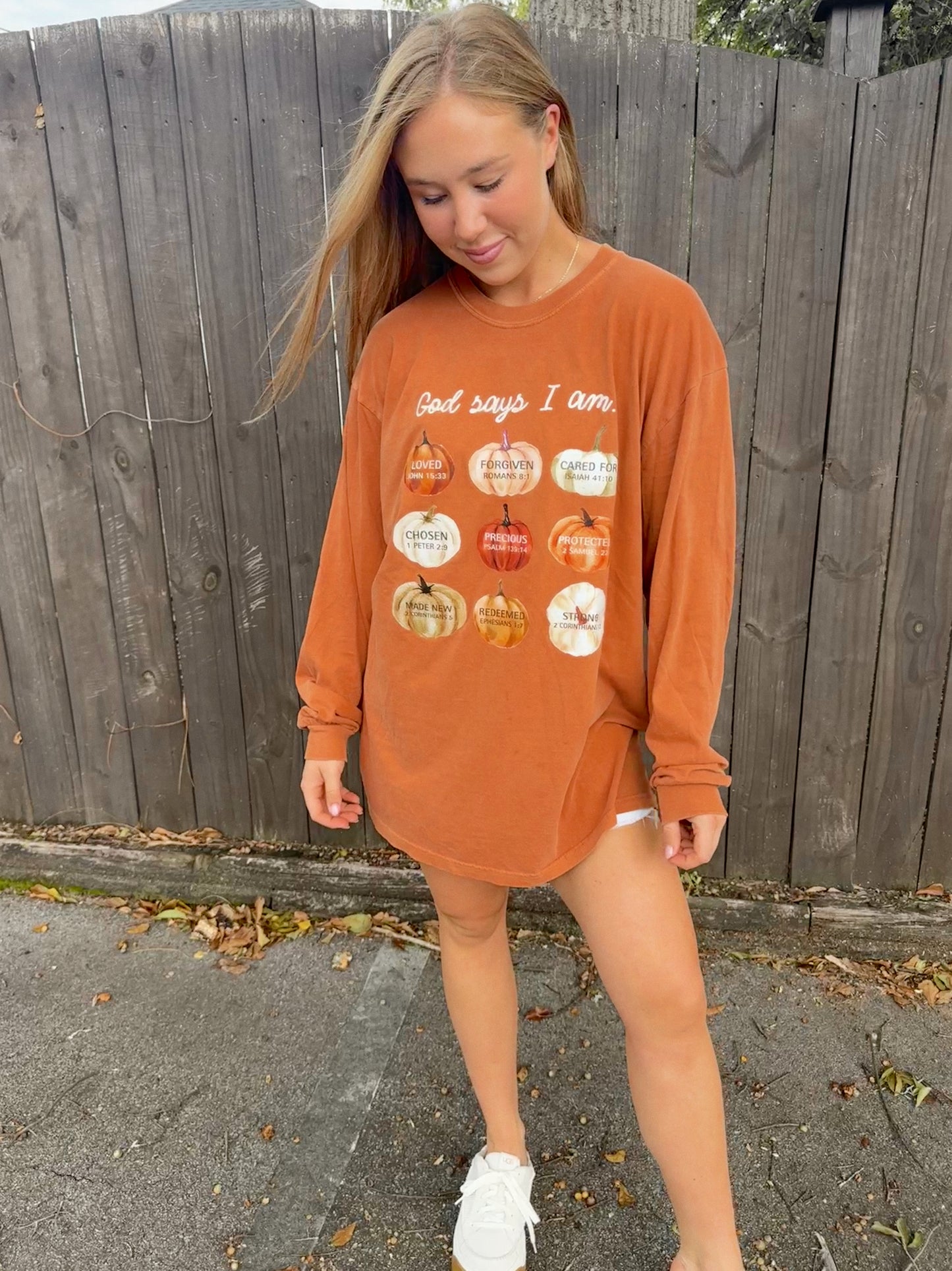 God Says I Am Fall Comfort Colors Longsleeve