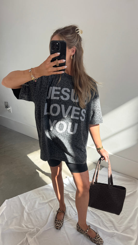 Midnight Leopard Print JLY Cotton Collective Tee