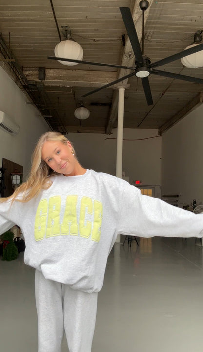 GRACE Oversized Print Pullover - Lemon Lime