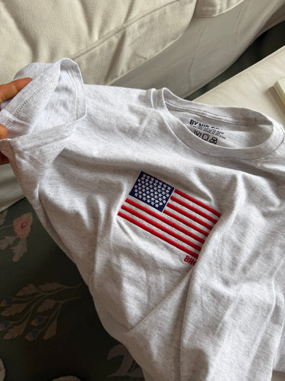 American Flag Embroidered T-Shirt