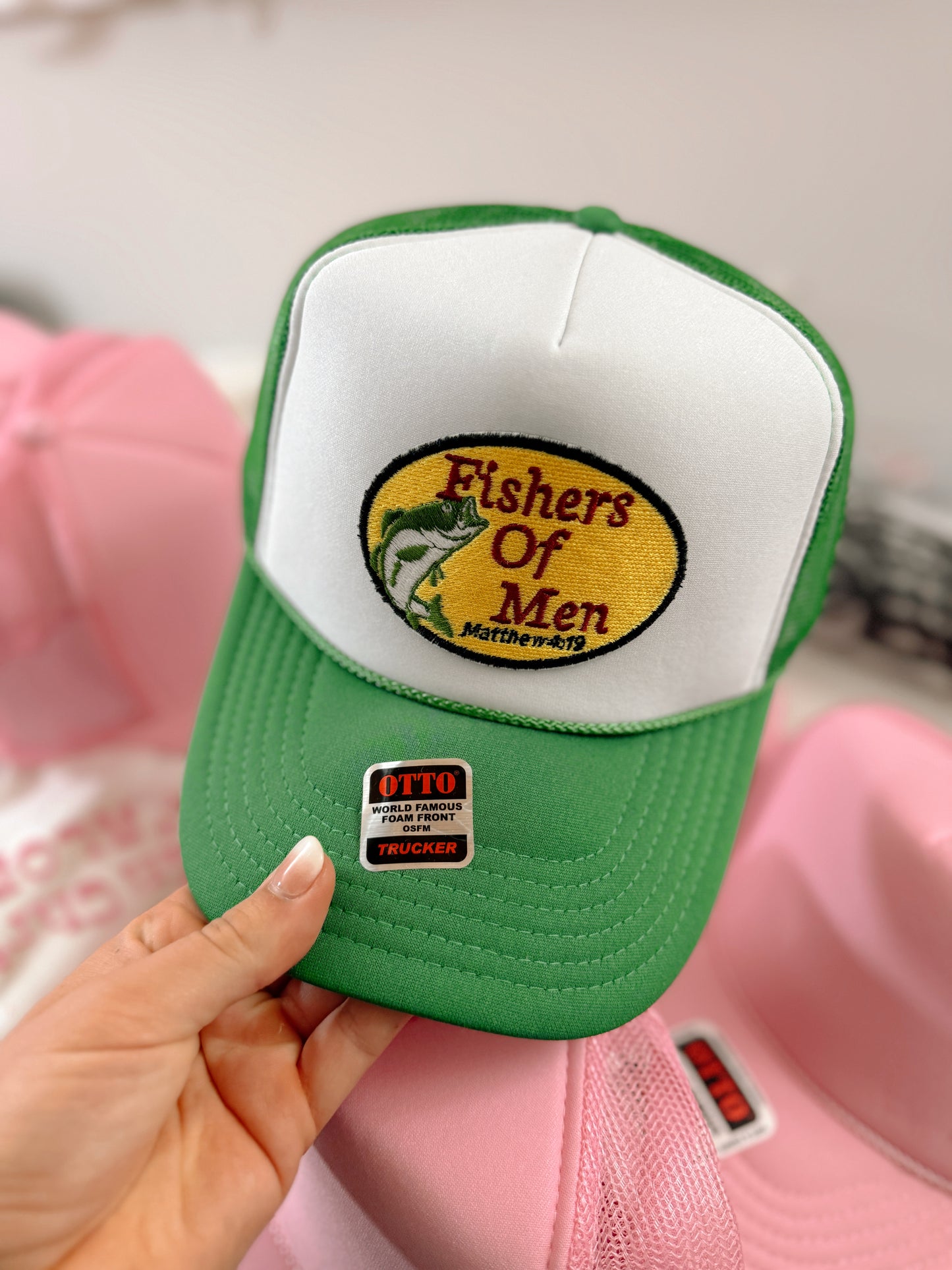 Fishers of Men Patch Trucker Hat - Kelly Green