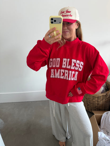 Reversible American Flag / God Bless America Mockneck