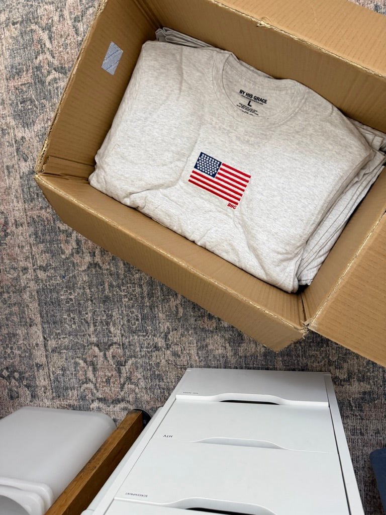 American Flag Embroidered T-Shirt