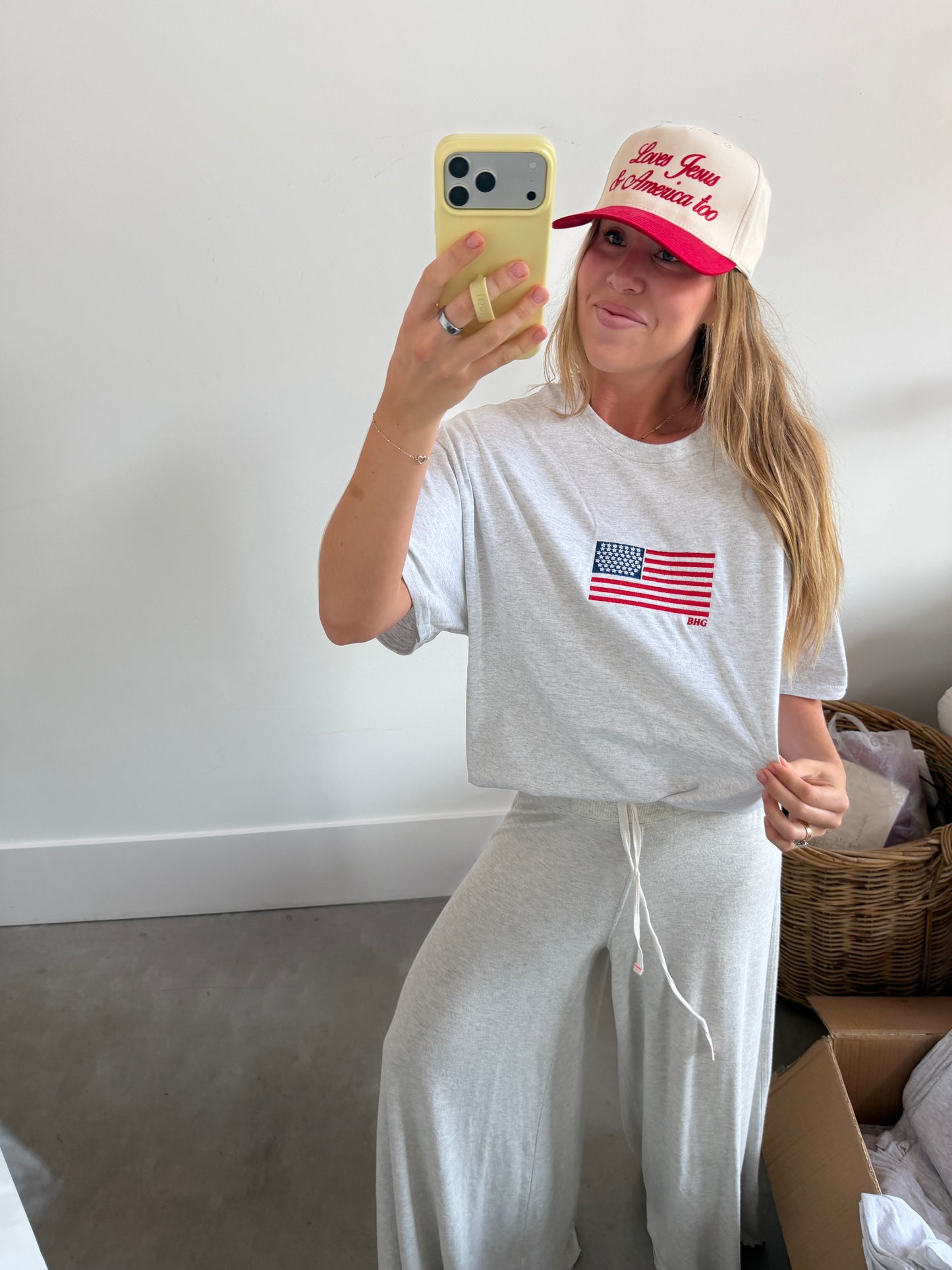 American Flag Embroidered T-Shirt