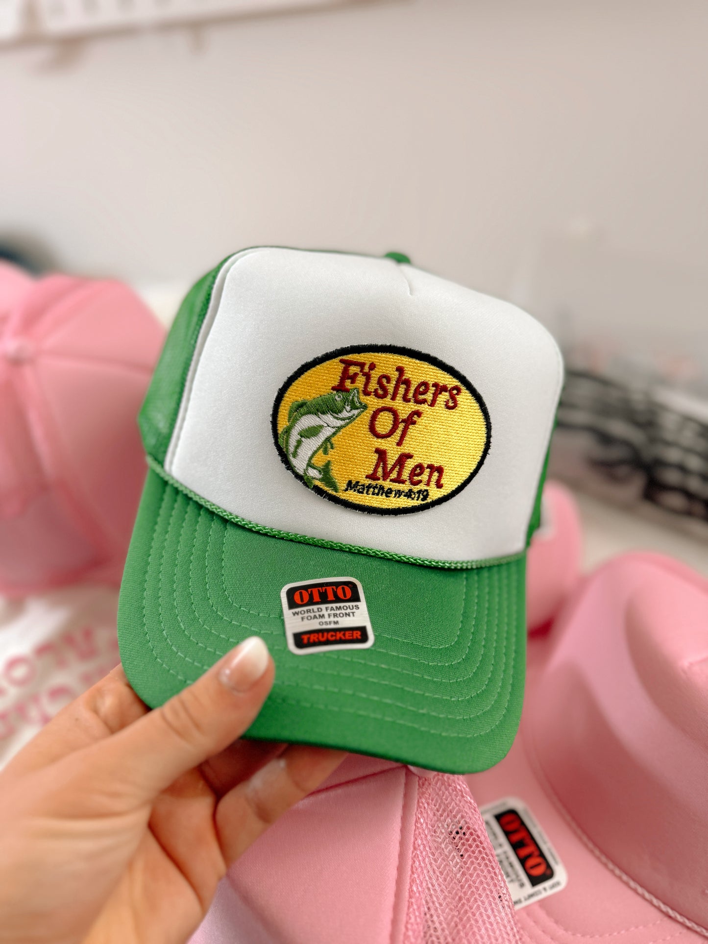 Fishers of Men Patch Trucker Hat - Kelly Green