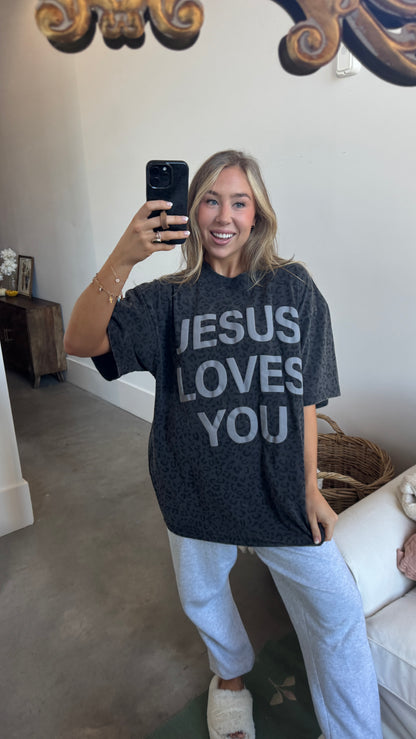 Midnight Leopard Print JLY Cotton Collective Tee