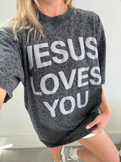 Midnight Leopard Print JLY Cotton Collective Tee