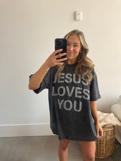 Midnight Leopard Print JLY Cotton Collective Tee