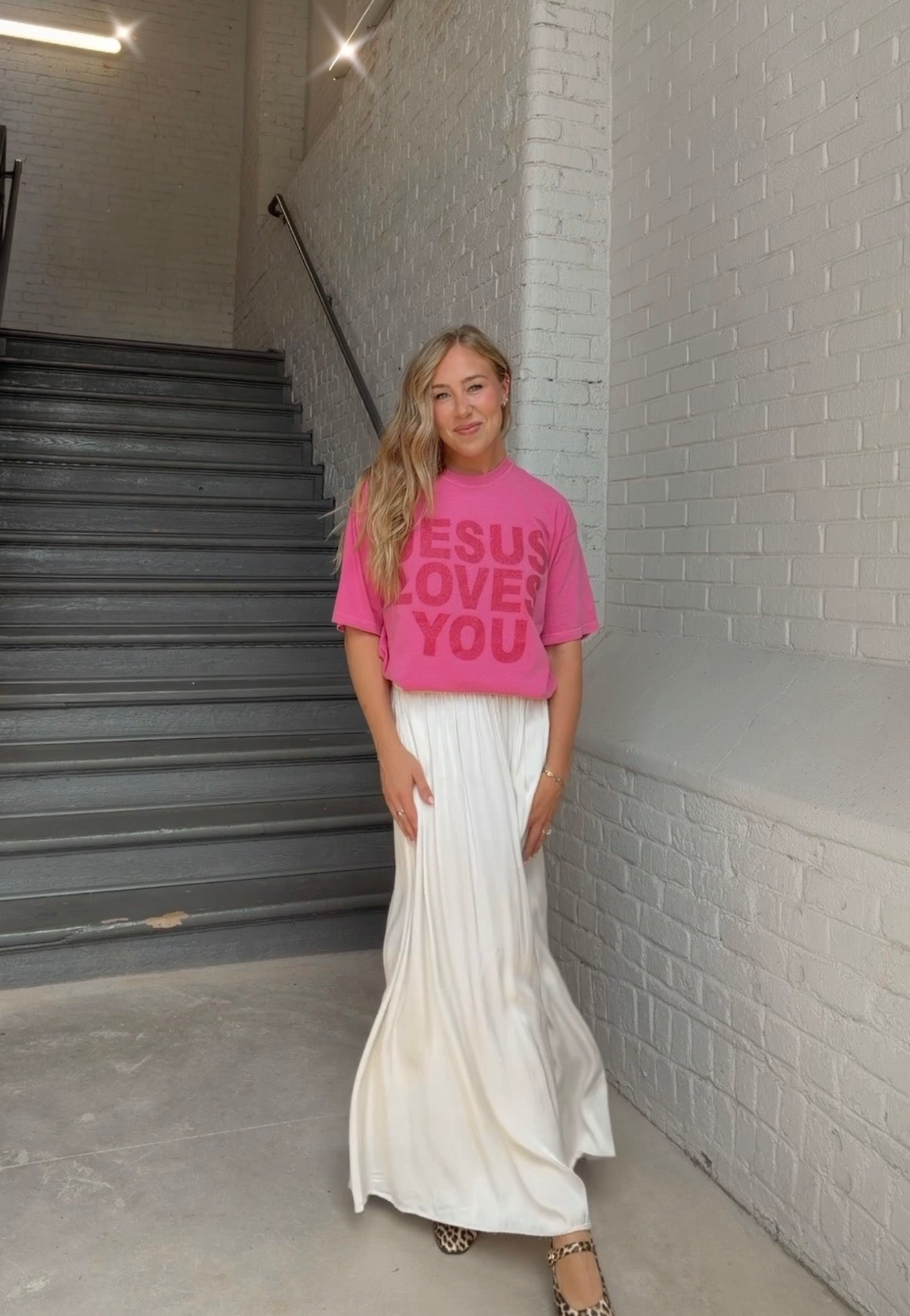 Glitter Jesus Loves You Tee