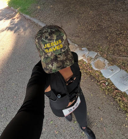 Jesus Saves Vintage Camo Trucker Hat