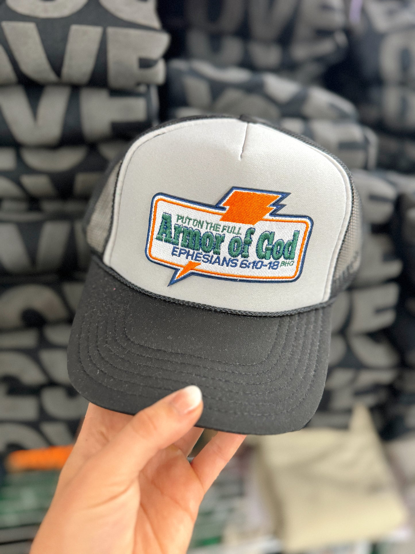 Armor of God “Gatorade” Patch Trucker - Grayscale