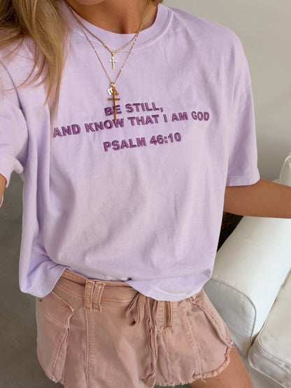 Psalm 46:10 Embroidered Boxy Tee