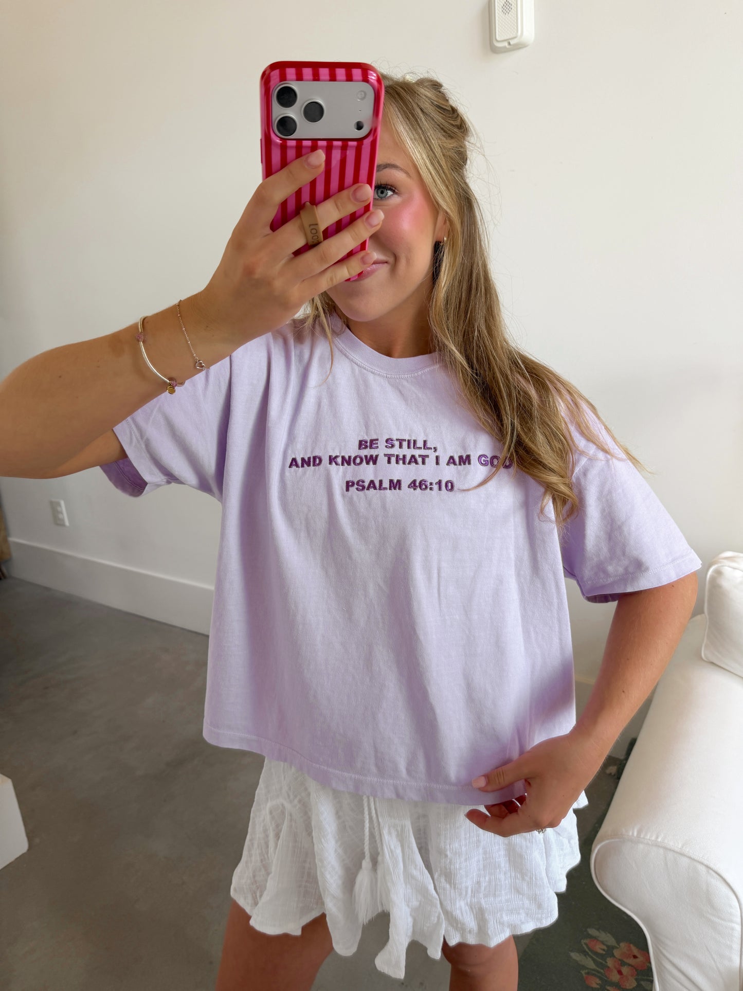 Psalm 46:10 Embroidered Boxy Tee