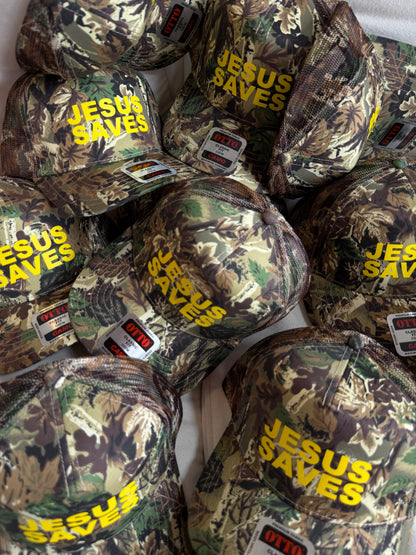 Jesus Saves Camo Trucker Hat