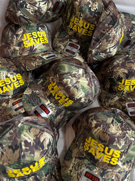 Jesus Saves Camo Trucker Hat