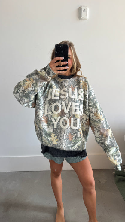 Vintage Camo JLY Cotton Collective Crewneck