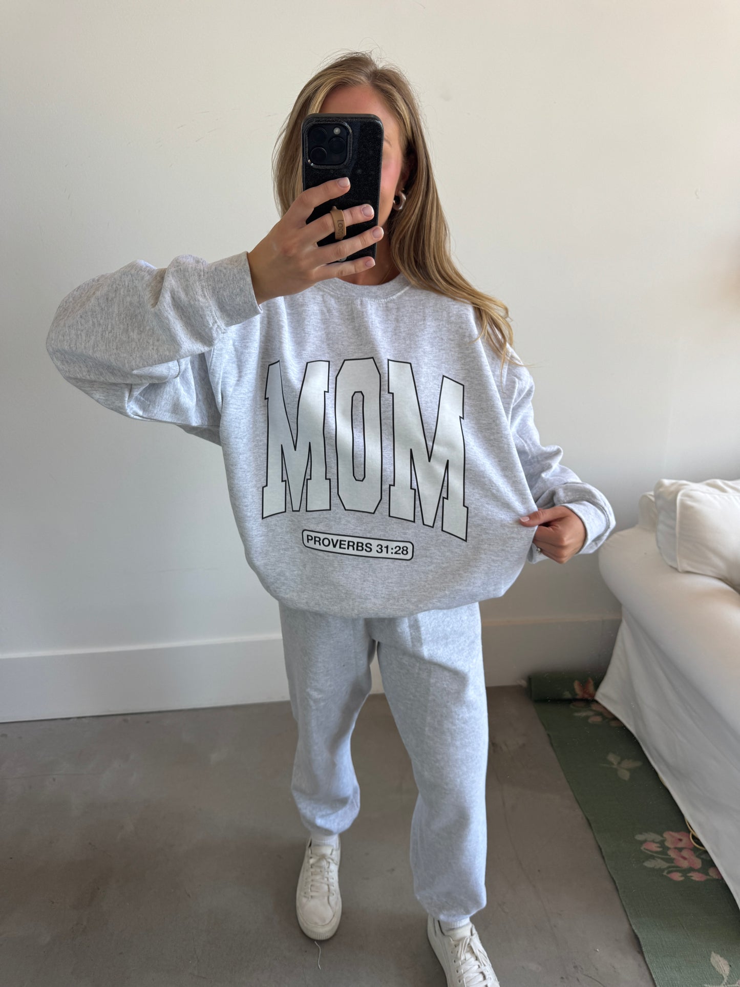 MOM Proverbs 31:28 Varsity Pullover