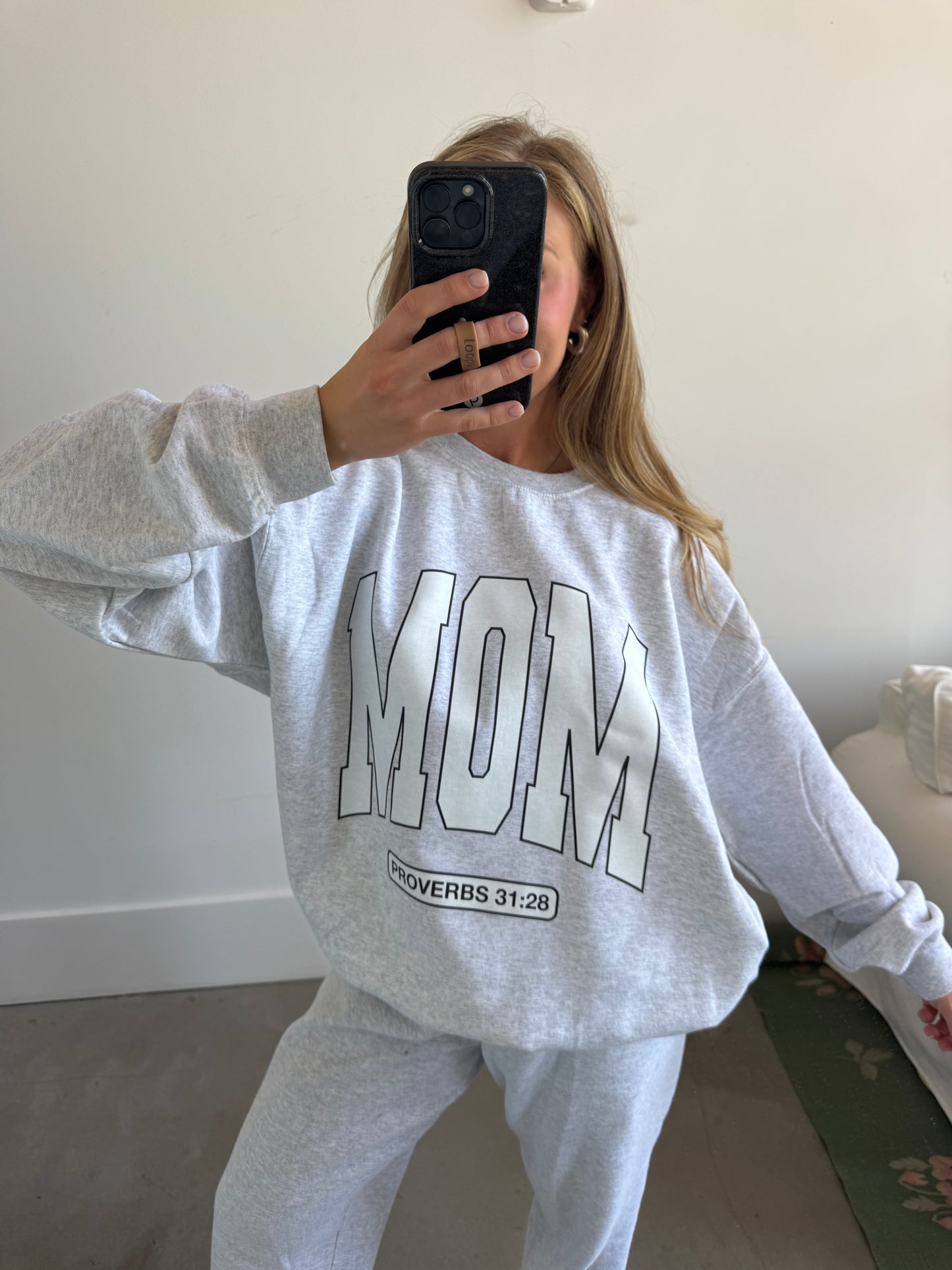 MOM Proverbs 31:28 Varsity Pullover