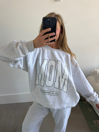MOM Proverbs 31:28 Varsity Pullover
