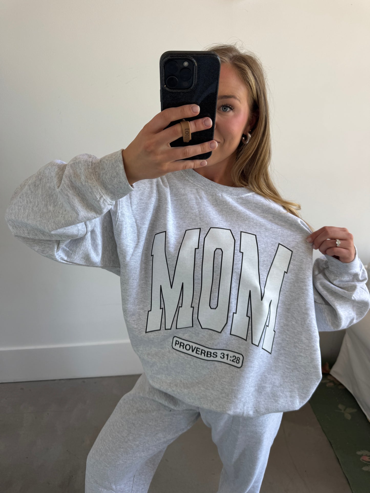 MOM Proverbs 31:28 Varsity Pullover
