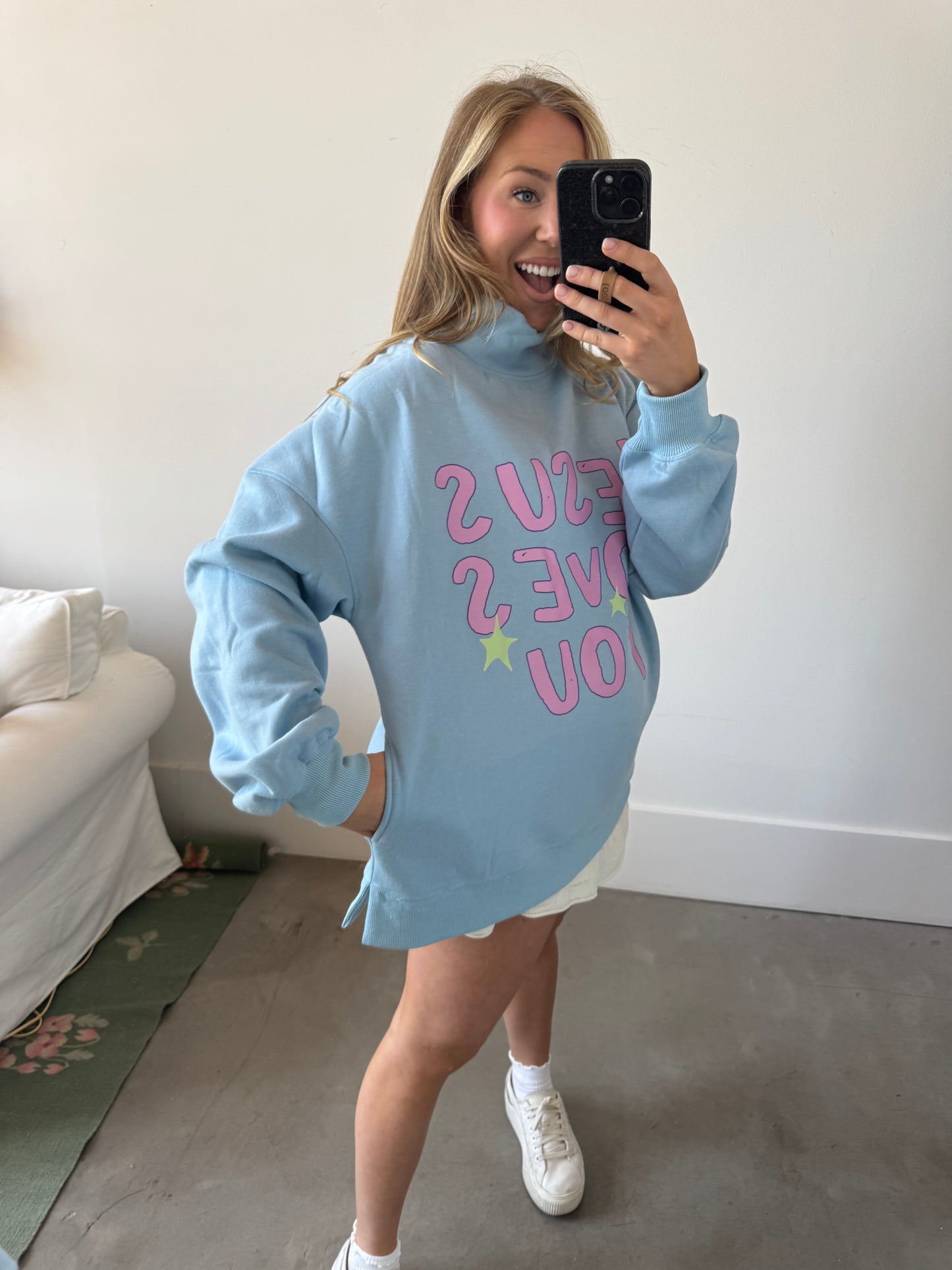 Jesus Loves You Doodle Mockneck