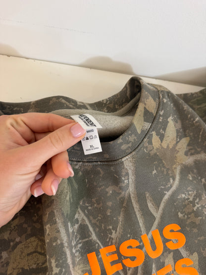 OOPS! Jesus Saves Deadwood Camo Sweatshirt - XL