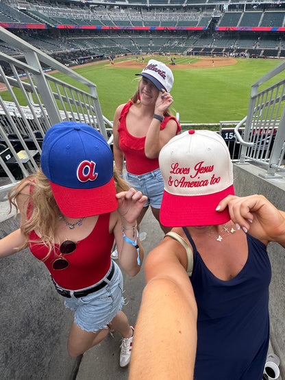 Loves Jesus & America Too Trucker Hat - Red
