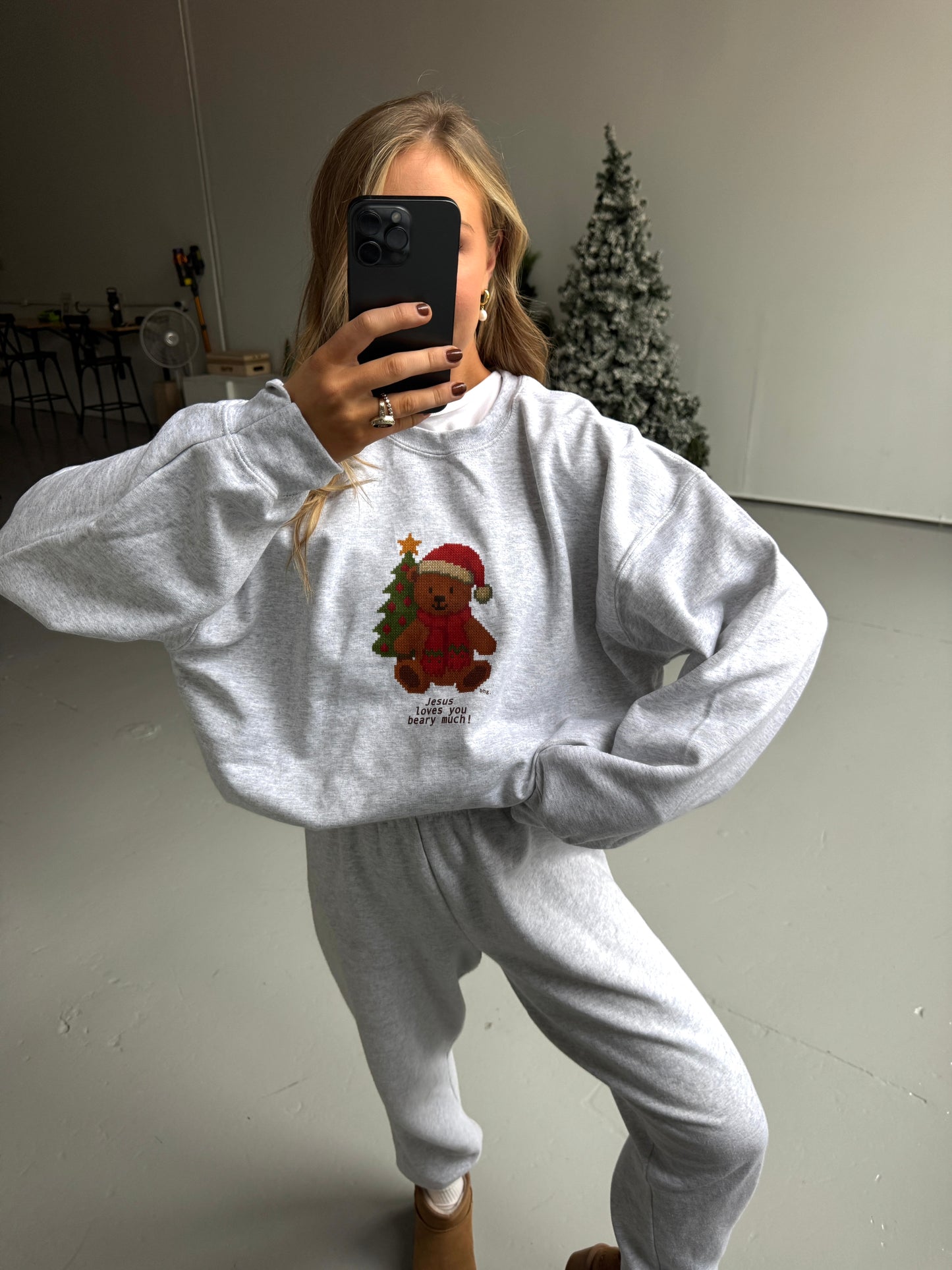 Vintage Christmas Teddy Bear Pullover