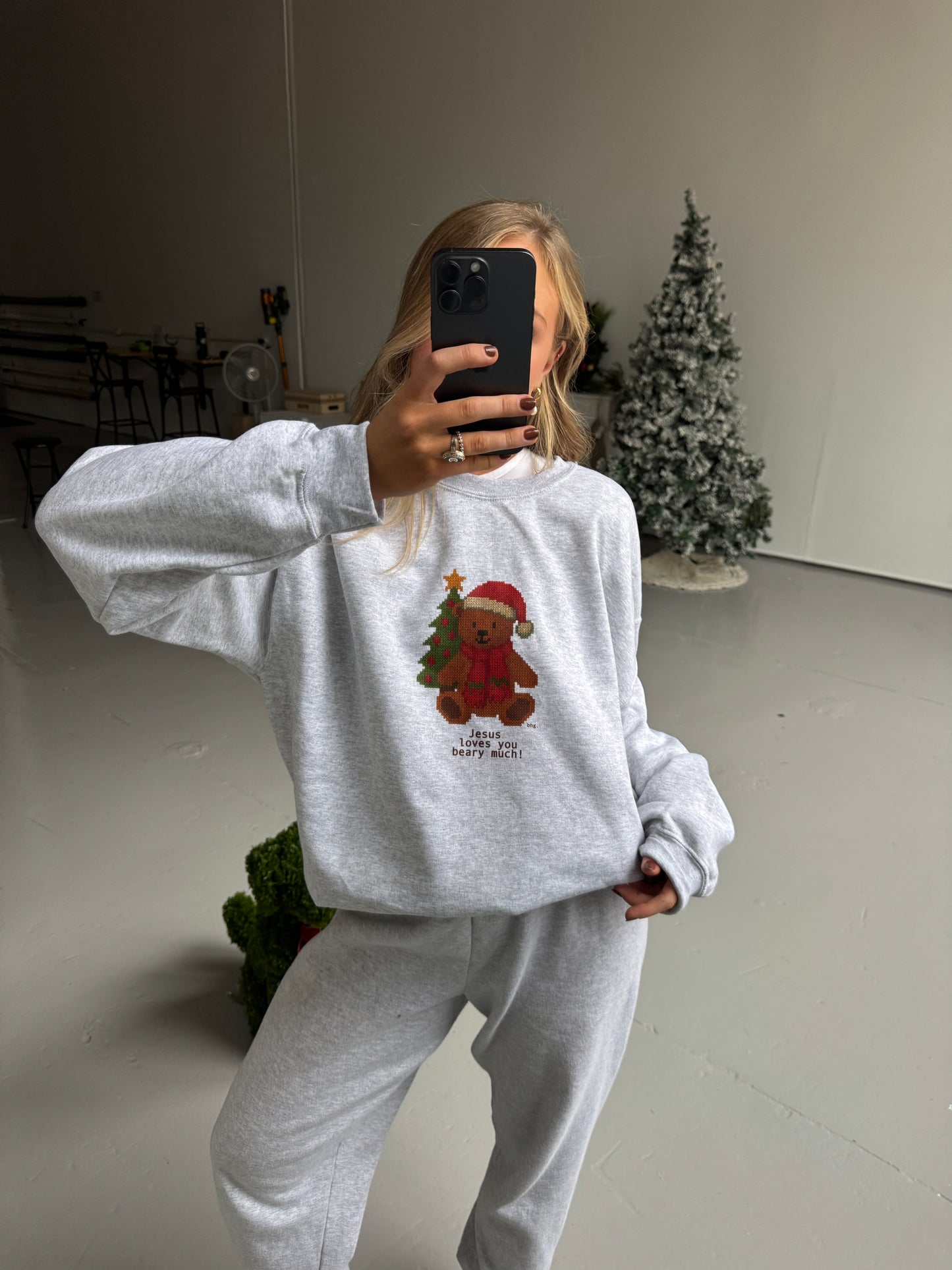 Vintage Christmas Teddy Bear Pullover