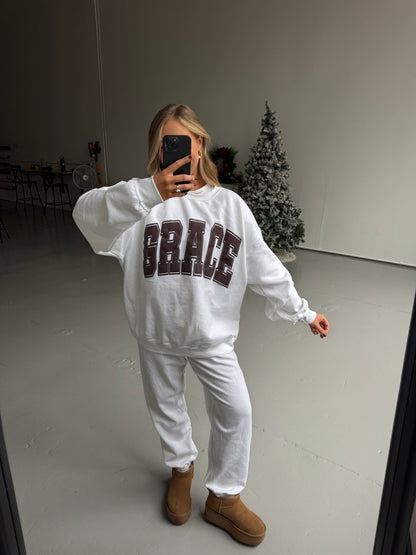 GRACE Oversized Print Pullover - Chocolate Brown