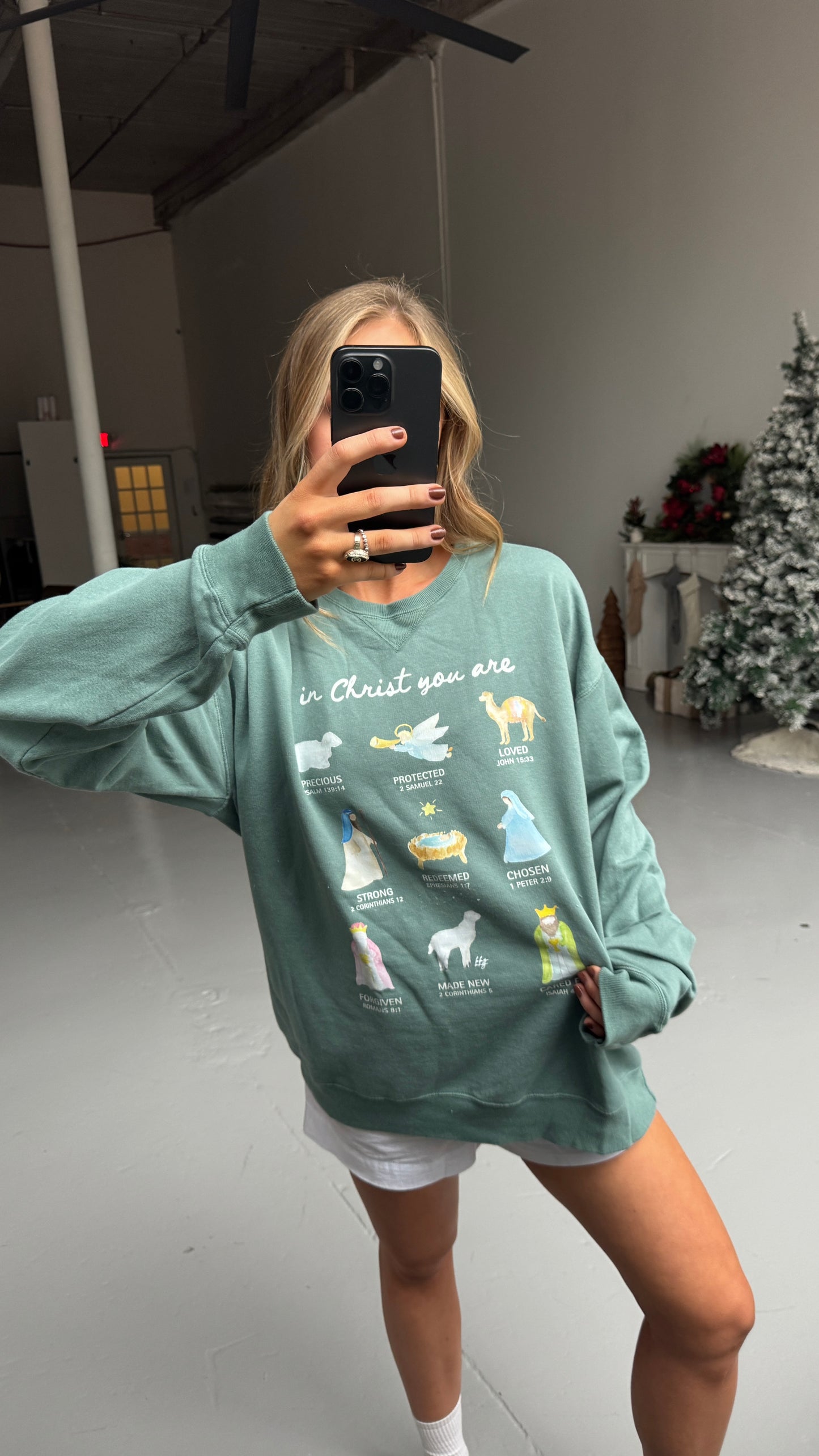 In Christ You Are… Christmas Nativity Vintage Crewneck