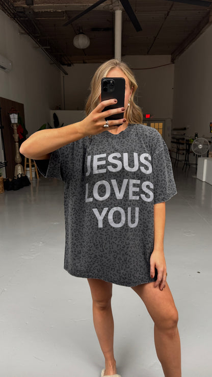 Midnight Leopard Print JLY Cotton Collective Tee