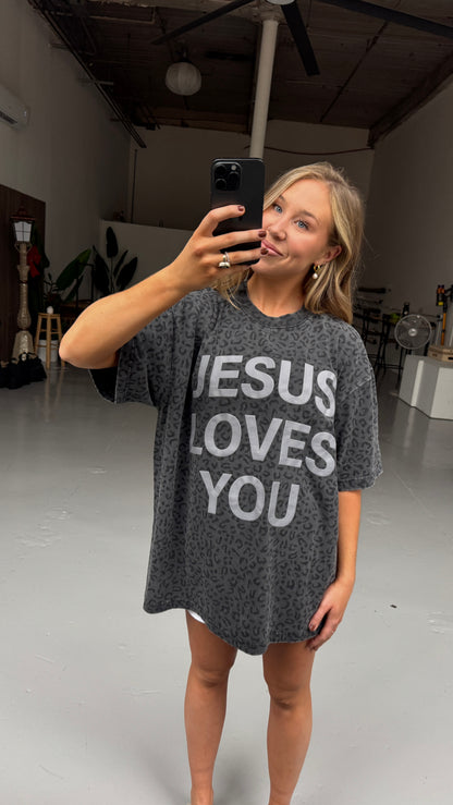 Midnight Leopard Print JLY Cotton Collective Tee