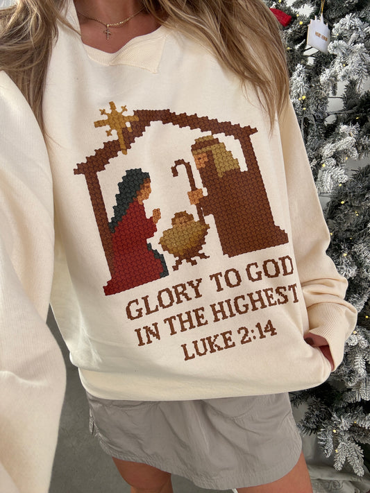 Luke 2:14 Glory To God In The Highest Vintage Crewneck