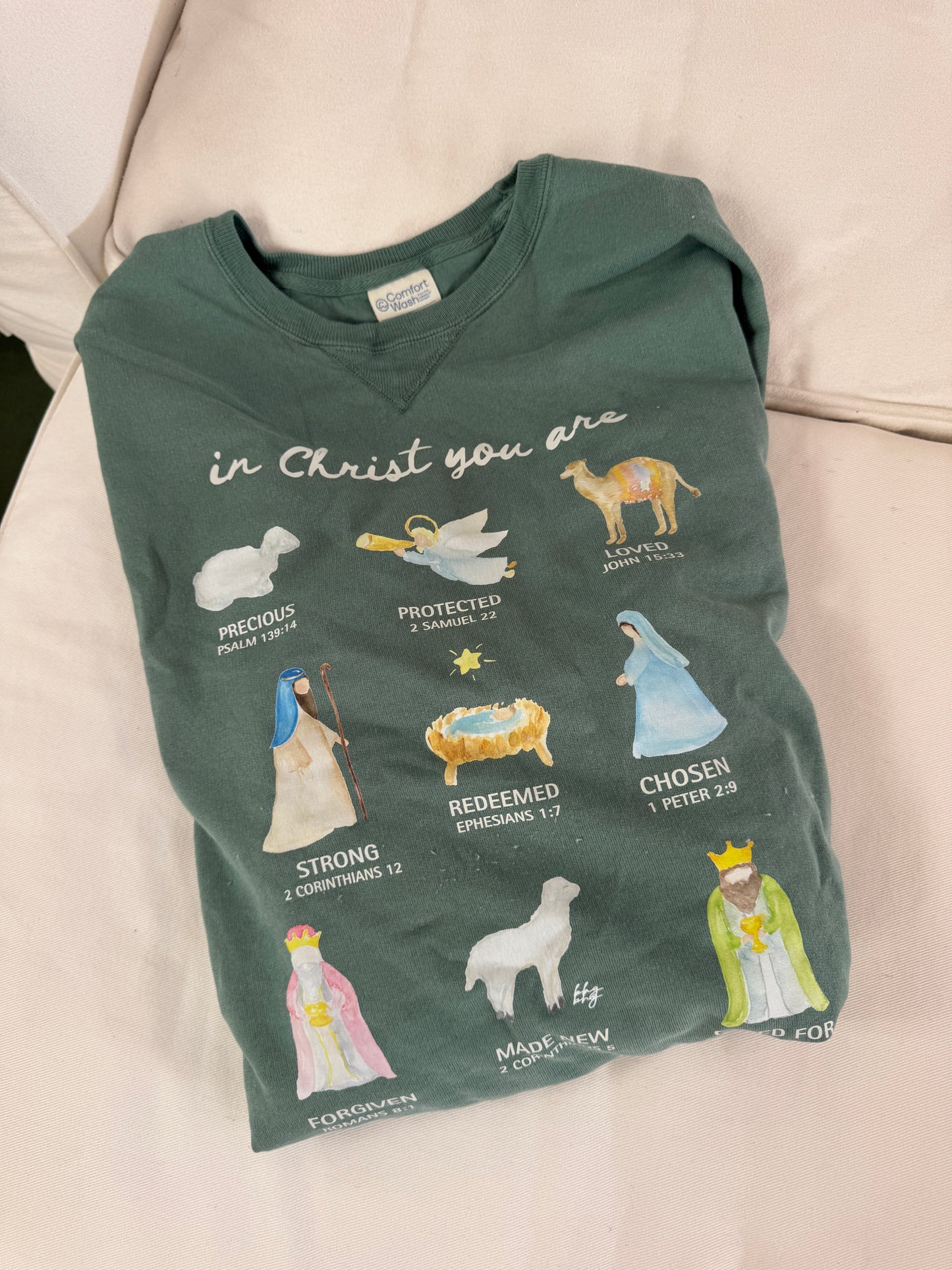 In Christ You Are… Christmas Nativity Vintage Crewneck