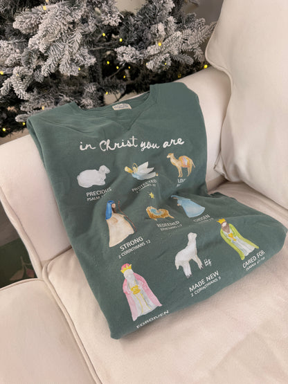 In Christ You Are… Christmas Nativity Vintage Crewneck