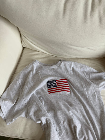American Flag Embroidered T-Shirt